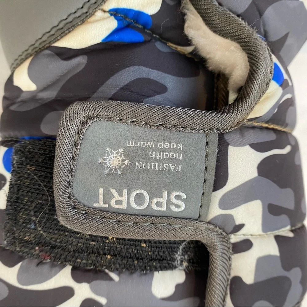 SNOW BOOTS Blue Waterproof Camouflage Camo Blue Black Gray Rain Winter Outdoor